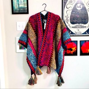 Anthropologie Fringed Knit Kimono